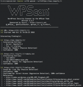 Aperçu d’une analyse WPScan