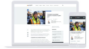 Thème responsive affiché sur un ordinateur de bureau et sur un téléphone mobile