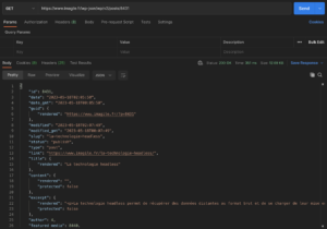 postman-wordpress-rest-api Réponse JSON de l'API de Wordpress
